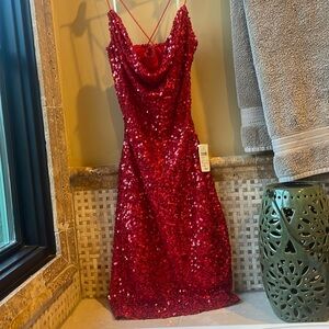 Red Sequin Mini Dress